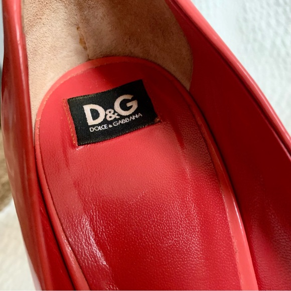 D&G Dolce and Gabbana Coral Leather  Peep Toe High Heels  38 - Picture 3 of 10